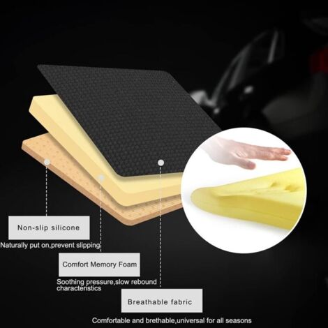 Cuscino per sedile del conducente con comodo memory foam da 3 cm, adatto per auto, sedia da ufficio e sedia di casa.
