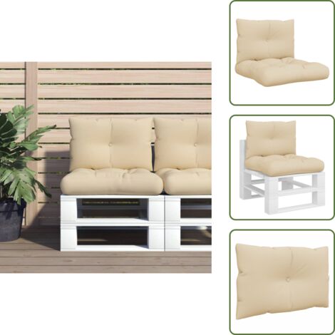 Cuscino per seduta - vidaXL Cuscini per Pallet 2 pz Beige in Tessuto - Cuscino per divano