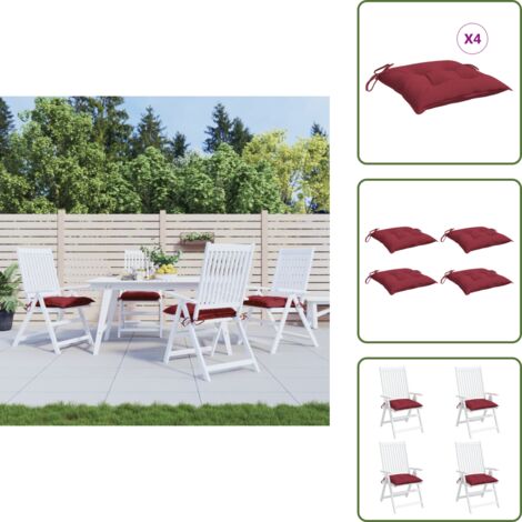 Cuscino per seduta - vidaXL Cuscini per Pallet 4 pz Rosso Vino 50x50x7 cm Tessuto Oxford - Cuscino per soggiorno