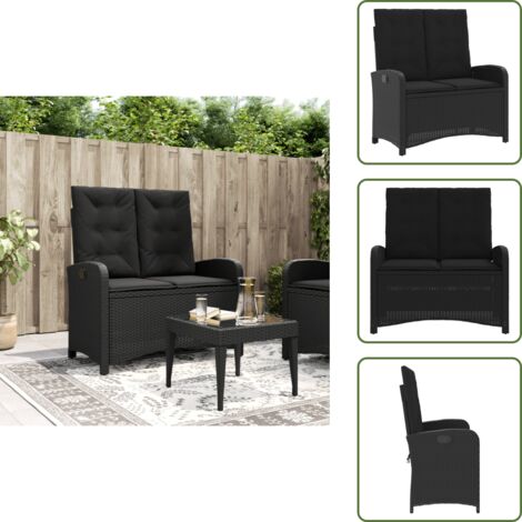 Cuscino per seduta - vidaXL Panca Reclinabile da Giardino con Cuscini Nera in Polyrattan - Cuscino per schienale
