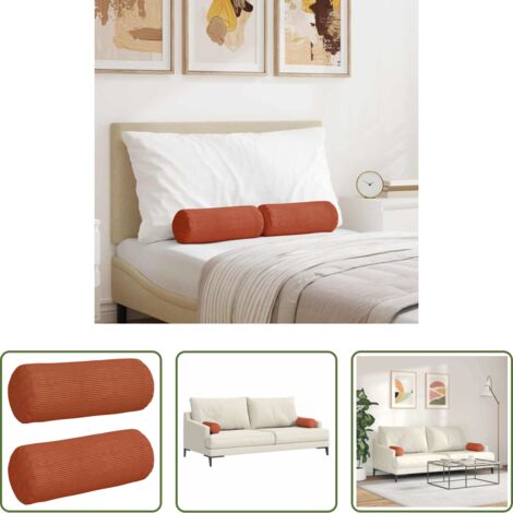 Cuscino per soggiorno -  Cuscini a rullo 2 pcs Rosso Arancio Ø 15 x 40 cm