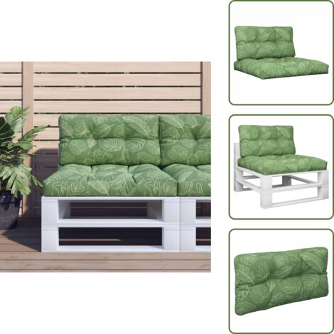 Cuscino per Soggiorno - vidaXL Cuscini per Pallet 2 pz Motivo a Foglie Tessuto - Cuscino per Divano