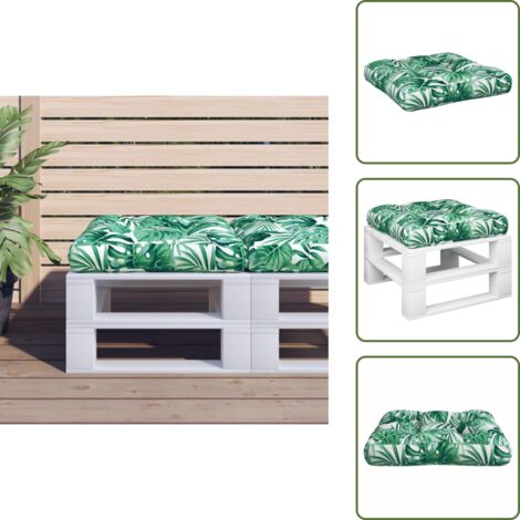 Cuscino per soggiorno - vidaXL Cuscino per Pallet Motivo a Foglie 58x58x10 cm Tessuto - Cuscino da esterno
