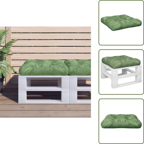 Cuscino per soggiorno - vidaXL Cuscino per Pallet Motivo a Foglie 60x61,5x10 cm Tessuto Oxford - Cuscino da esterno