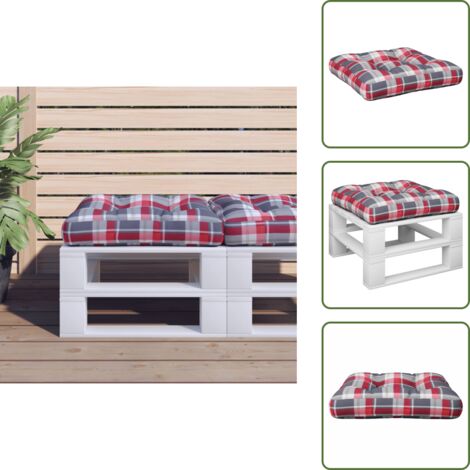 Cuscino per soggiorno - vidaXL Cuscino per Pallet Rosso a Quadri in Tessuto - Cuscino per divano
