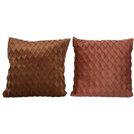 CUSCINO POLI SCAMOSCIATO TERRA/RUGGINE DECO TRECCI