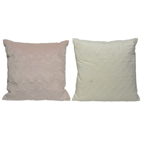 CUSCINO POLI VELLUTO BIANCO/ROSA TENUE CON RILIEVO