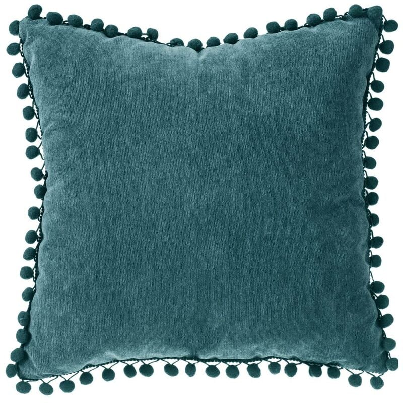 Cuscino Memories con pompon blu anatra 40x40cm Atmosphera Créateur D'intérieur