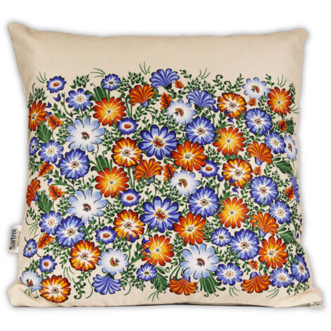 Cuscino popolare di Opole, fiori, prato beige