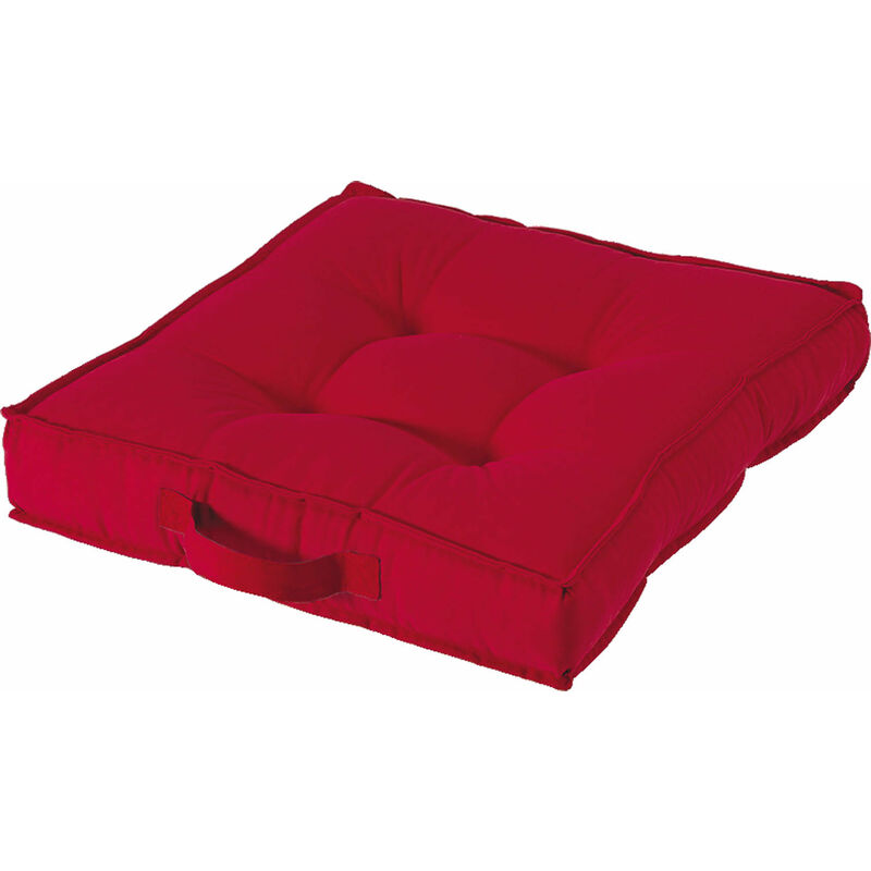 Cuscino quadrato in cotone imbottito 50x50 cm con maniglia Living - Red