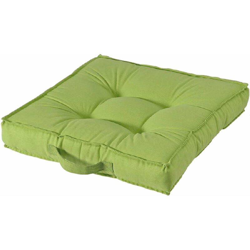 Cuscino quadrato in cotone imbottito 50x50 cm con maniglia Living - Green