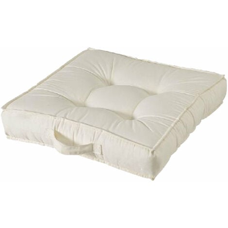 Cuscino quadrato in cotone imbottito 50x50 cm con maniglia Living -  Beige