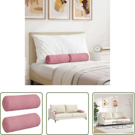 Cuscino Rosa -  Cuscini a rullo 2 pcs Rosa Ø 15 x 40 cm Tessuto in Cords