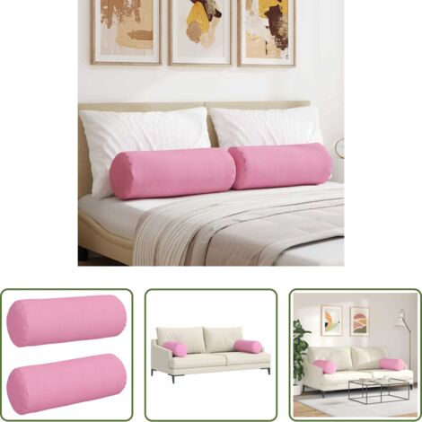 Cuscino Rosa -  Cuscini a rullo 2 pcs Rosa Ø 25 x 70 cm Tessuto