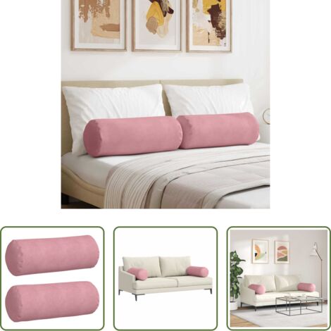 Cuscino Rosa -  Cuscini a rullo 2 pcs Rosa Ø 25 x 70 cm Tessuto in Cords