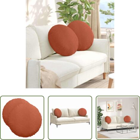 Cuscino rotondo -  Cuscini per Seduta 2 pcs Rosso Arancio Ø 50 cm Tessuto in Cords