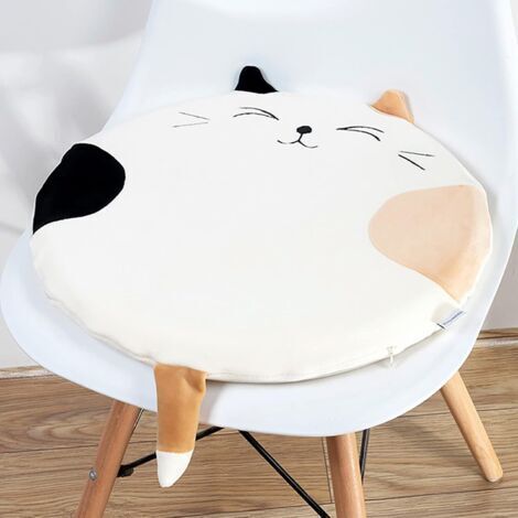 Cuscino rotondo in memory foam stile gatto CCYKXA, morbido e antiscivolo, ideale per sgabelli da bar o da pavimento, 40 x 40 cm, bianco.