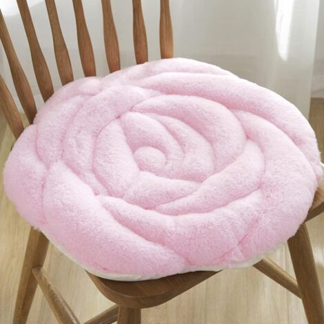 Cuscino rotondo in morbido peluche per sedia - Adatto per casa, ufficio, auto - Rosa 45X45cm