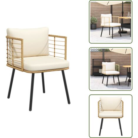 Cuscino schienale - vidaXL Sedia da Giardino con Cuscini Naturale in Polyrattan - Mobili da esterno