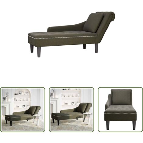 Cuscino -  Sdraio con Cuscino e Bracciolo Destro Similpelle Verde Militare