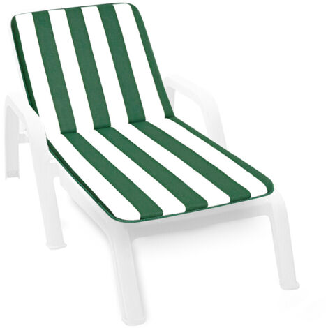 Cuscino Sdraio Morbido A Righe Copri Seduta Lettino Prendisole Pieghevole 100% Made In Italy - Verde