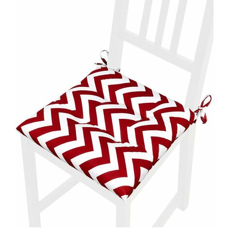 Cuscino Sedia Morbido Universale A Righe Zig Zag Lacci Per Fissaggio Lavabile Coprisedie 100% Made In Italy - Rosso