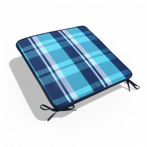 Cuscino seduta large in poliestere sfoderabile a quadri blu 45x50 cm