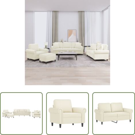 Cuscino -  Set di Divani 4 pz con Cuscini Crema in Velluto