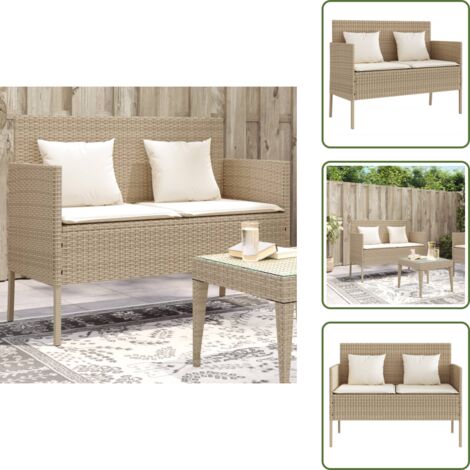 Cuscino sfoderabile - vidaXL Panca da Giardino con Cuscini Beige in Polyrattan - Cuscino lavabile