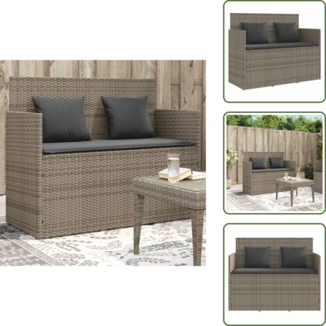 Cuscino sfoderabile - vidaXL Panca da Giardino con Cuscini Grigia in Polyrattan - Cuscino da esterno