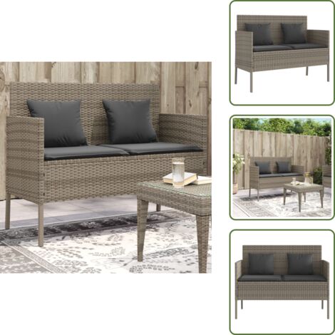 Cuscino sfoderabile - vidaXL Panca da Giardino con Cuscini Grigia in Polyrattan - Cuscino lavabile