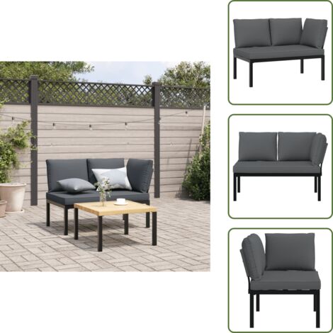 Cuscino sfoderabile - vidaXL Panca da Giardino con Cuscini Nera in Alluminio - Cuscino per panca