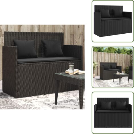 Cuscino sfoderabile - vidaXL Panca da Giardino con Cuscini Nera in Polyrattan - Cuscino da esterno