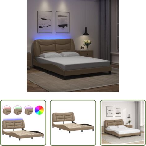 Cuscino testiera con LED -  Giroletto con LED senza Materasso Hvar Cappuccino 120x200 cm