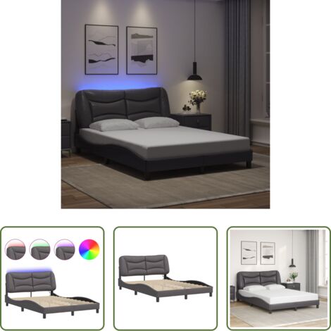 Cuscino testiera con LED -  Giroletto con LED senza Materasso Hvar Grigio 120x200 cm