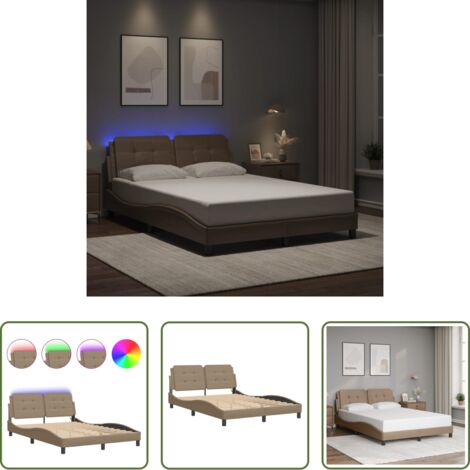 Cuscino testiera con LED -  Giroletto con LED senza Materasso Zadar Cappuccino 140x200 cm