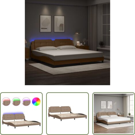 Cuscino testiera con LED -  Giroletto con LED senza Materasso Zadar Cappuccino 200x200 cm