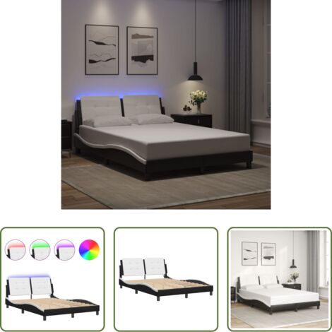 Cuscino testiera con LED -  Giroletto con LED senza Materasso Zadar Nero e Bianco 120x200 cm