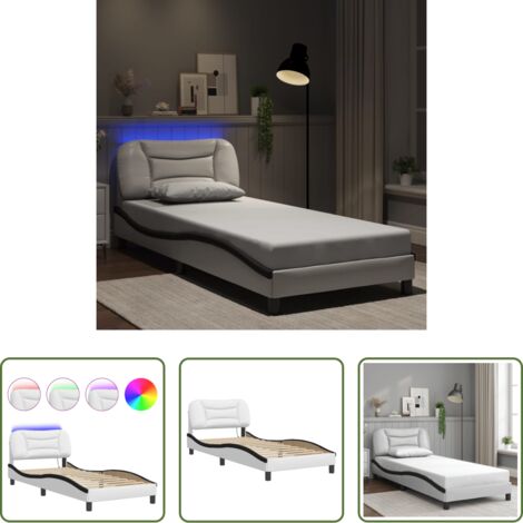 Cuscino testiera con luci LED -  Giroletto con LED senza Materasso Hvar Bianco e Nero 90x190 cm