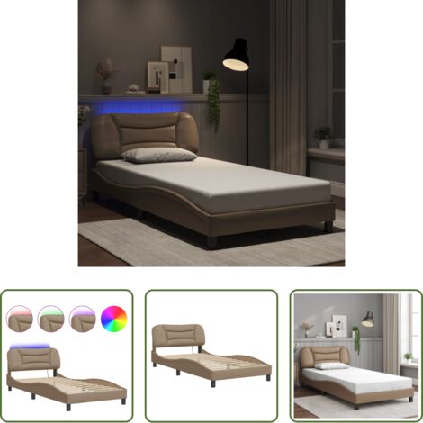 Cuscino testiera con luci LED -  Giroletto con LED senza Materasso Hvar Cappuccino 100x200 cm