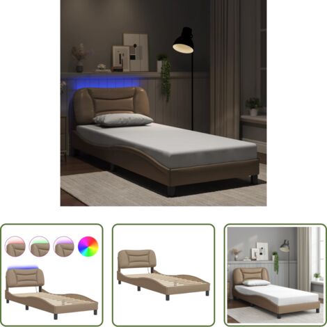 Cuscino testiera con luci LED -  Giroletto con LED senza Materasso Hvar Cappuccino 90x200 cm