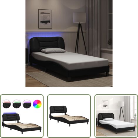 Cuscino testiera con luci LED -  Giroletto con LED senza Materasso Hvar Nero 100x200 cm