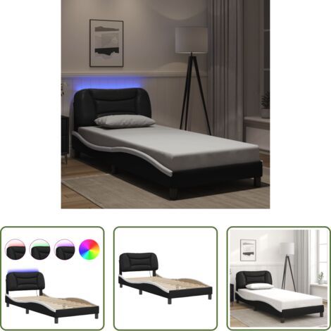Cuscino testiera con luci LED -  Giroletto con LED senza Materasso Hvar Nero e Bianco 90x190 cm
