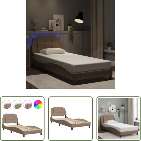 Cuscino testiera con luci LED -  Giroletto con LED senza Materasso Zadar Cappuccino 90x190 cm