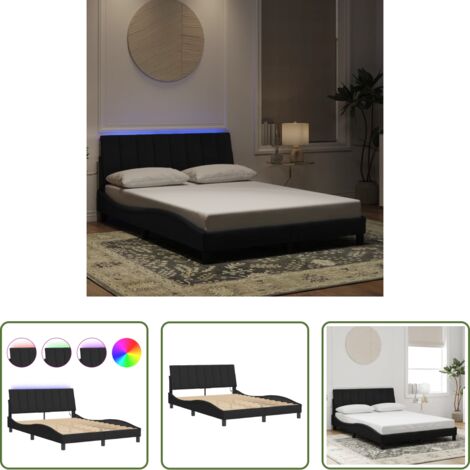 Cuscino testiera -  Giroletto con LED senza Materasso Hanko Nero 120x200 cm in Velluto