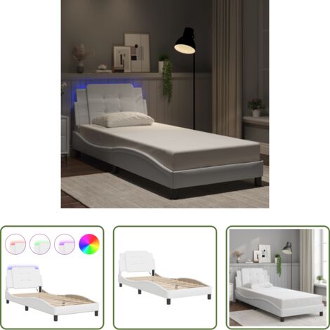 Cuscino testiera -  Giroletto con LED senza Materasso Zadar Bianco 100x203 cm