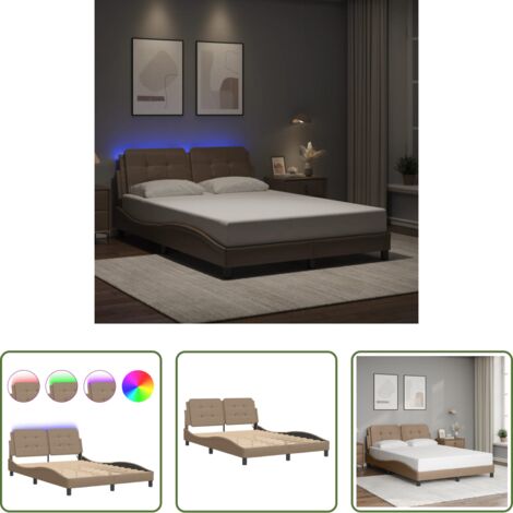 Cuscino testiera -  Giroletto con LED senza Materasso Zadar Cappuccino 140x190 cm
