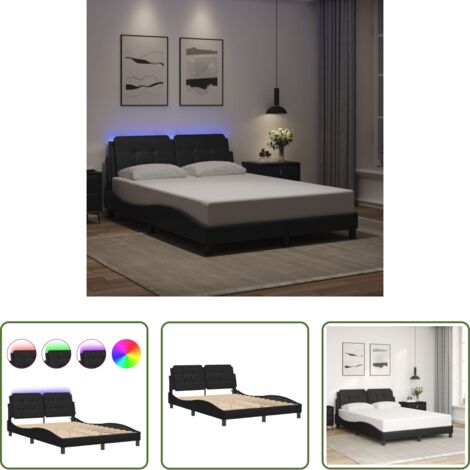 Cuscino testiera -  Giroletto con LED senza Materasso Zadar Nero 140x190 cm