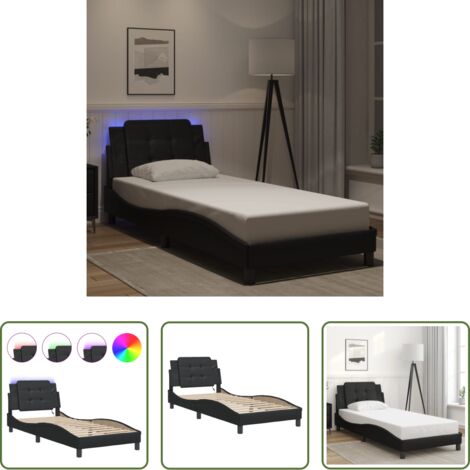 Cuscino testiera -  Giroletto con LED senza Materasso Zadar Nero 80x200 cm