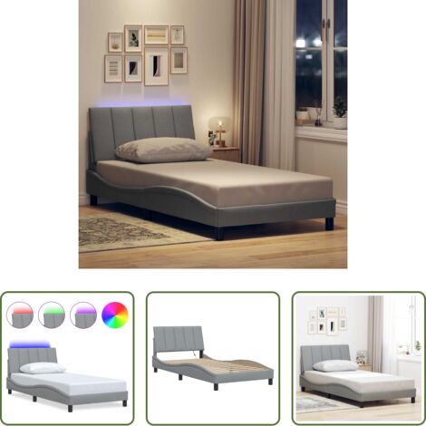 Cuscino testiera -  Giroletto senza Materasso Hanko Grigio Chiaro 100x200 cm Tessuto